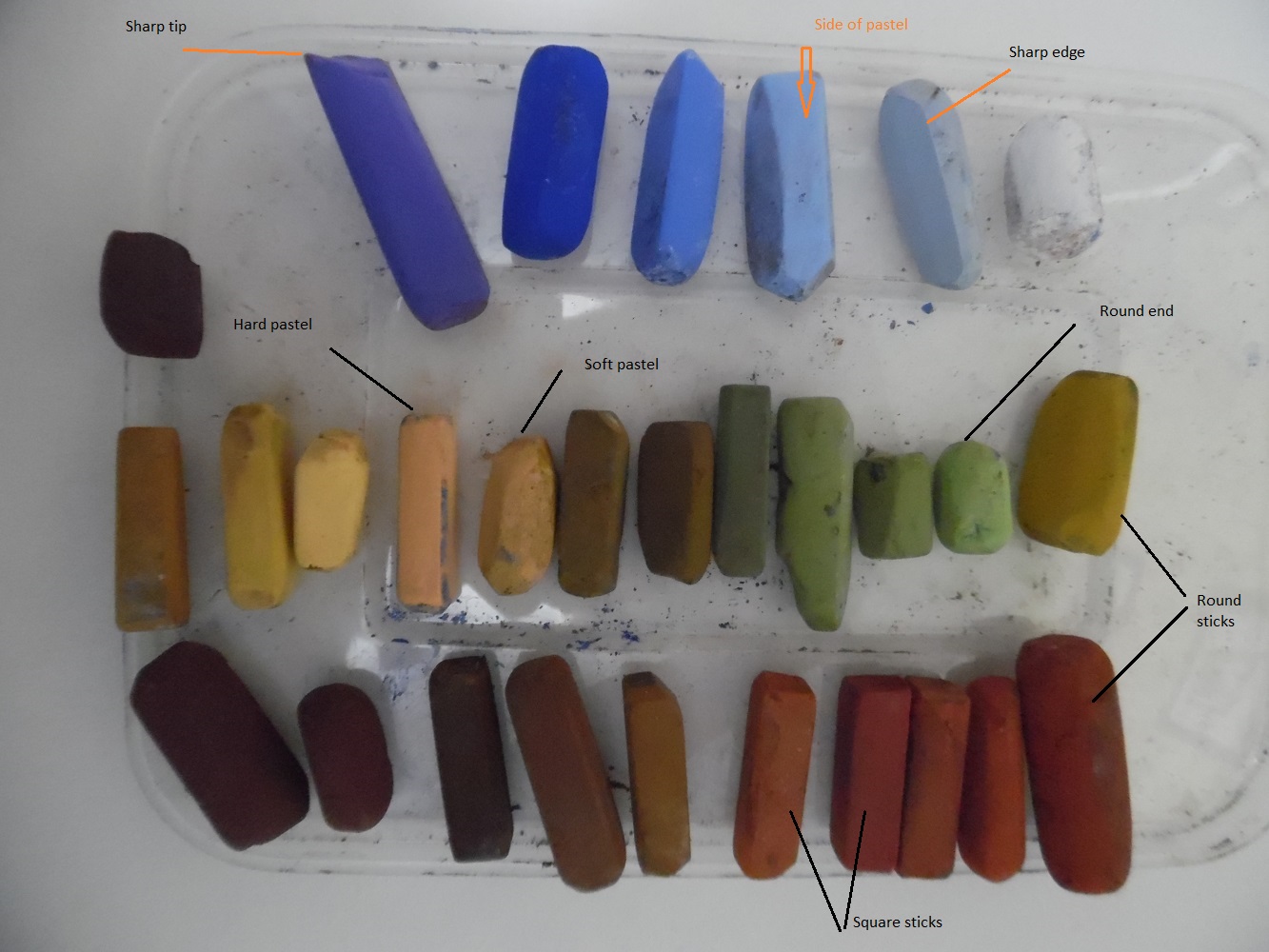 Different pastel sticks