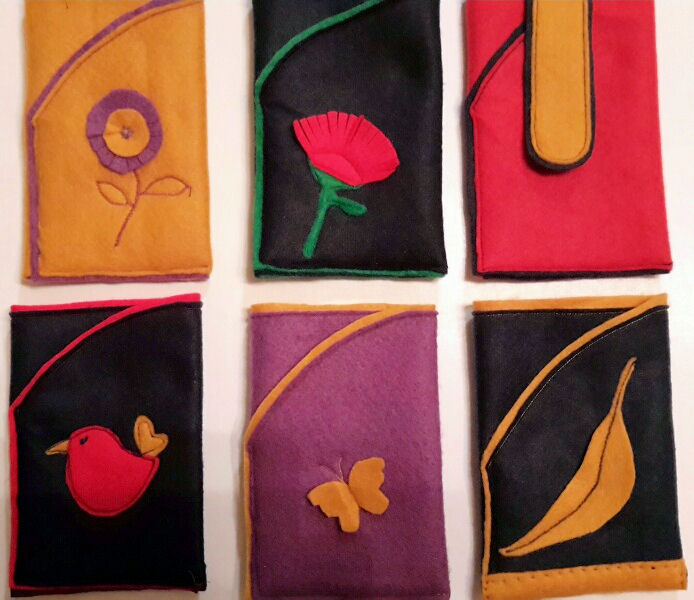 Felt phone pouch with pocket.