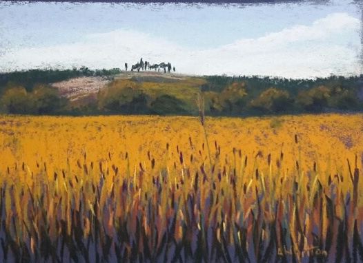 Tuscan wheatfields. Pastel painting