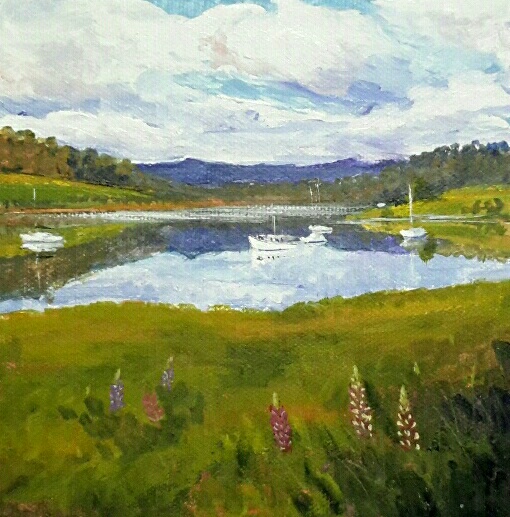 Summer on the Huon River. Acrylic on canvas. 15 x 15cm $75
