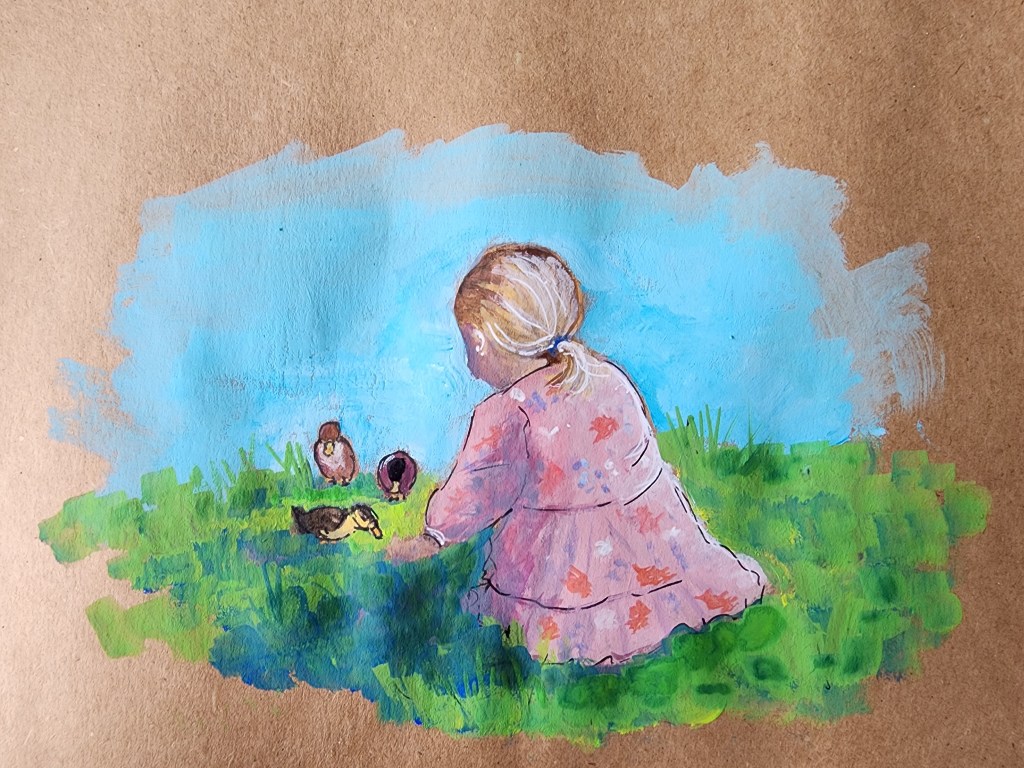 Feeding the Ducklings: Postcard No 114